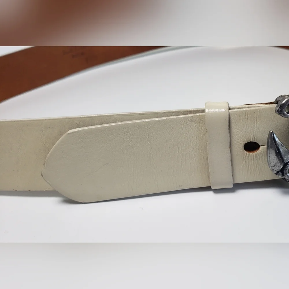 Paul Smith Off White Leather Belt with Anchor Buckle
